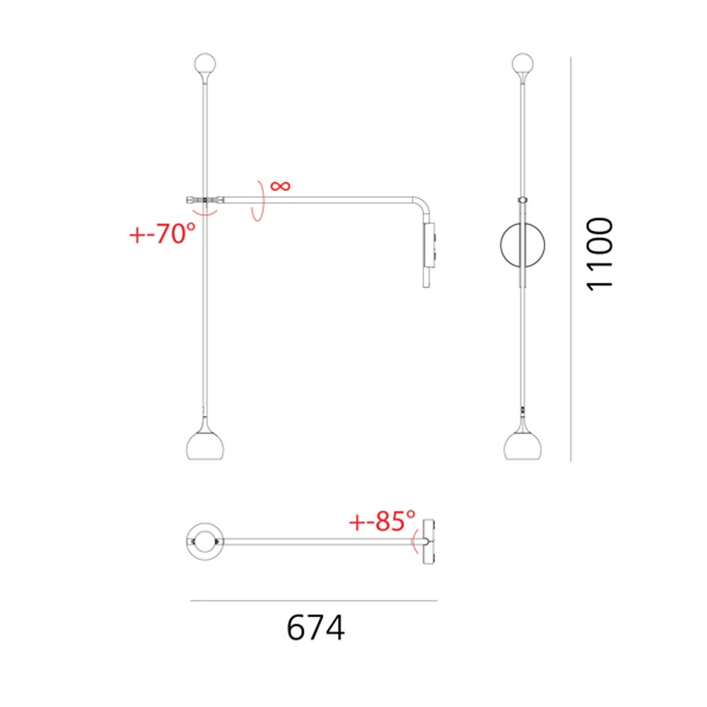 Бра Artemide IXA ARM ANTRACITE картинка №4