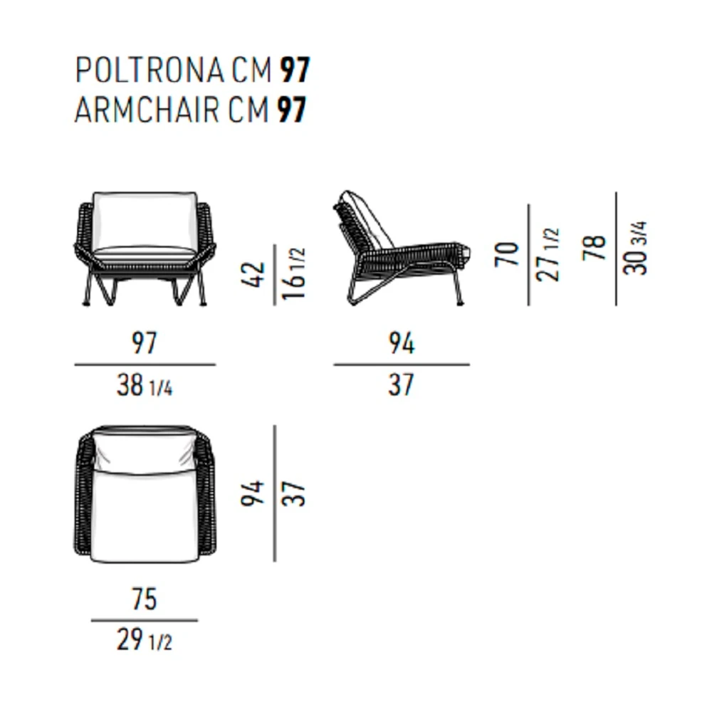 Кресло уличное Minotti EMMI CORD картинка №4